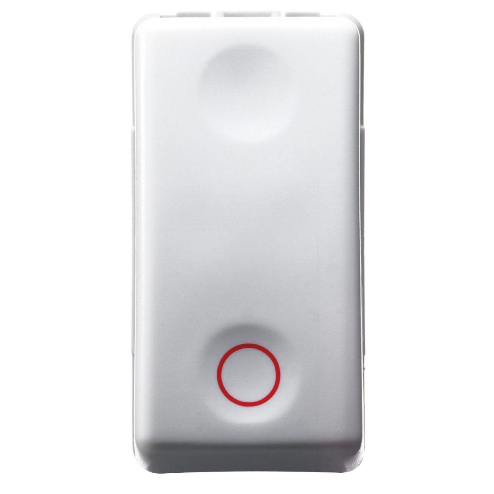  TLAČÍTKO 1P 250 V AC – NC 10 A – NEUTRÁLNÍ – SYMBOL KRUHU – 1 MODUL – SYSTEM – BÍLÁ