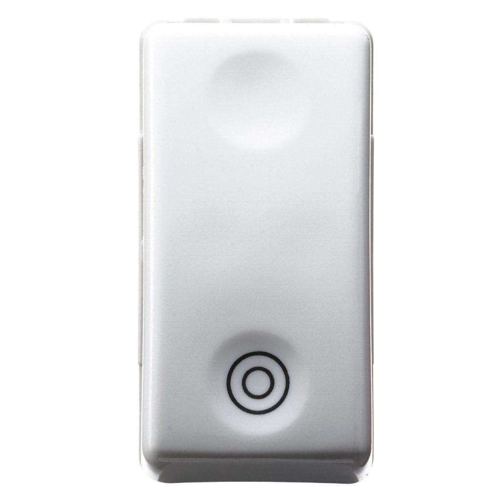  PULSANTE BIPOLARE 250V ac - NA 10A - NEUTRO - SIMBOLO DOPPIO CERCHIO - 1MODULO - SYSTEM WHITE