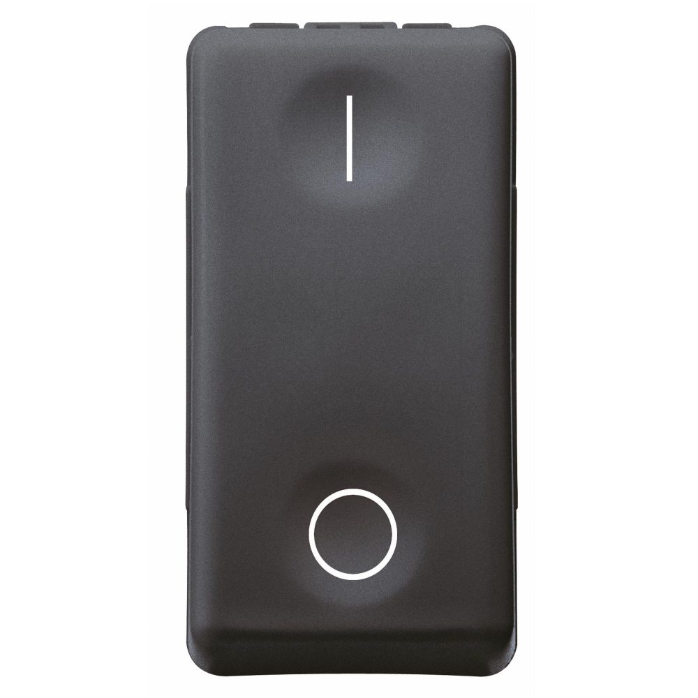  INTERRUTTORE BIPOLARE 250V ac - 16AX - NEUTRO - SIMBOLO 0/I - 1 MODULO - SYSTEM BLACK