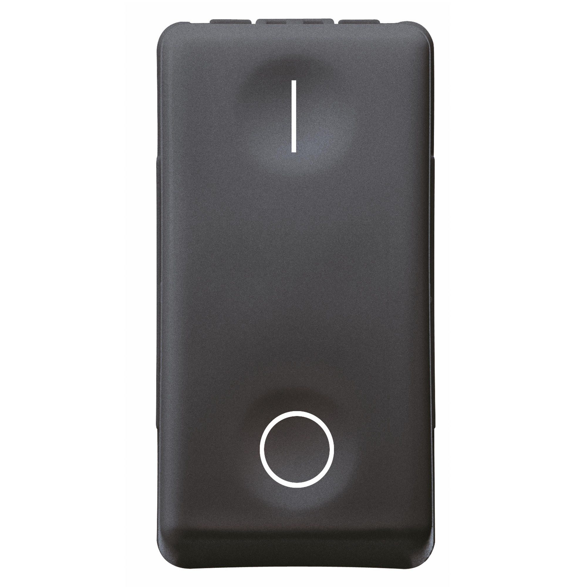 eenwegschakelaar 2p 250 vac - 16 ax - neutraal - symbool 0/i - 1 module - system black