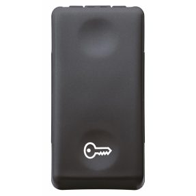 pulsante unipolare 250v ac - na 10a - simbolo chiave - 1 modulo - system black