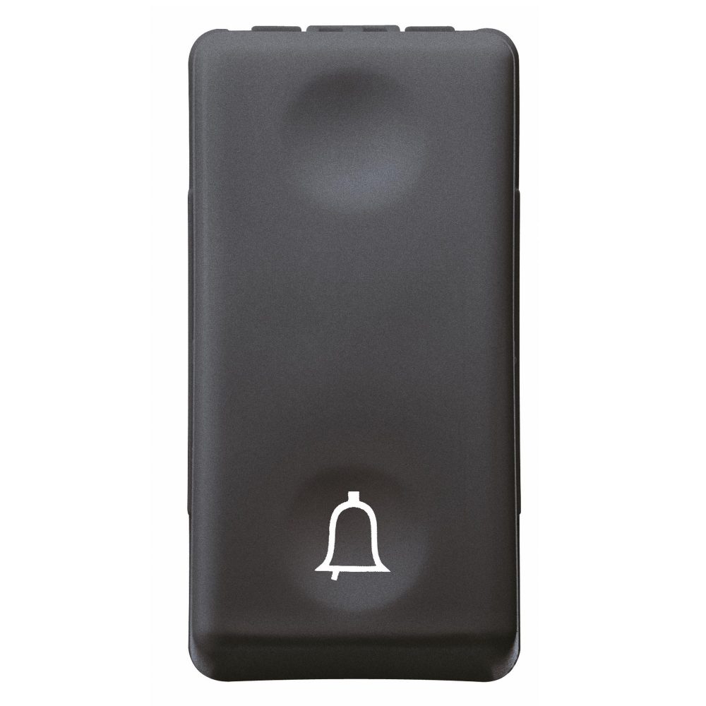  PUSH-BUTTON 1P 250V ac - NO 10A - WITH SYMBOL BELL - 1 MODULE - SYSTEM BLACK