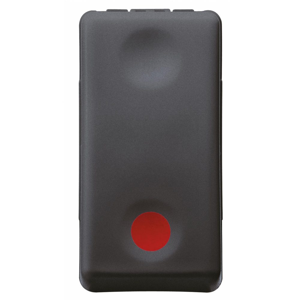  PULSADOR UNIPOLAR 250V ac - NA 10A - CONTACTO AUXILIARE NC - PARADA - SÍMBOLO ROJO - 1 MÓDULO - SYSTEM WHITE