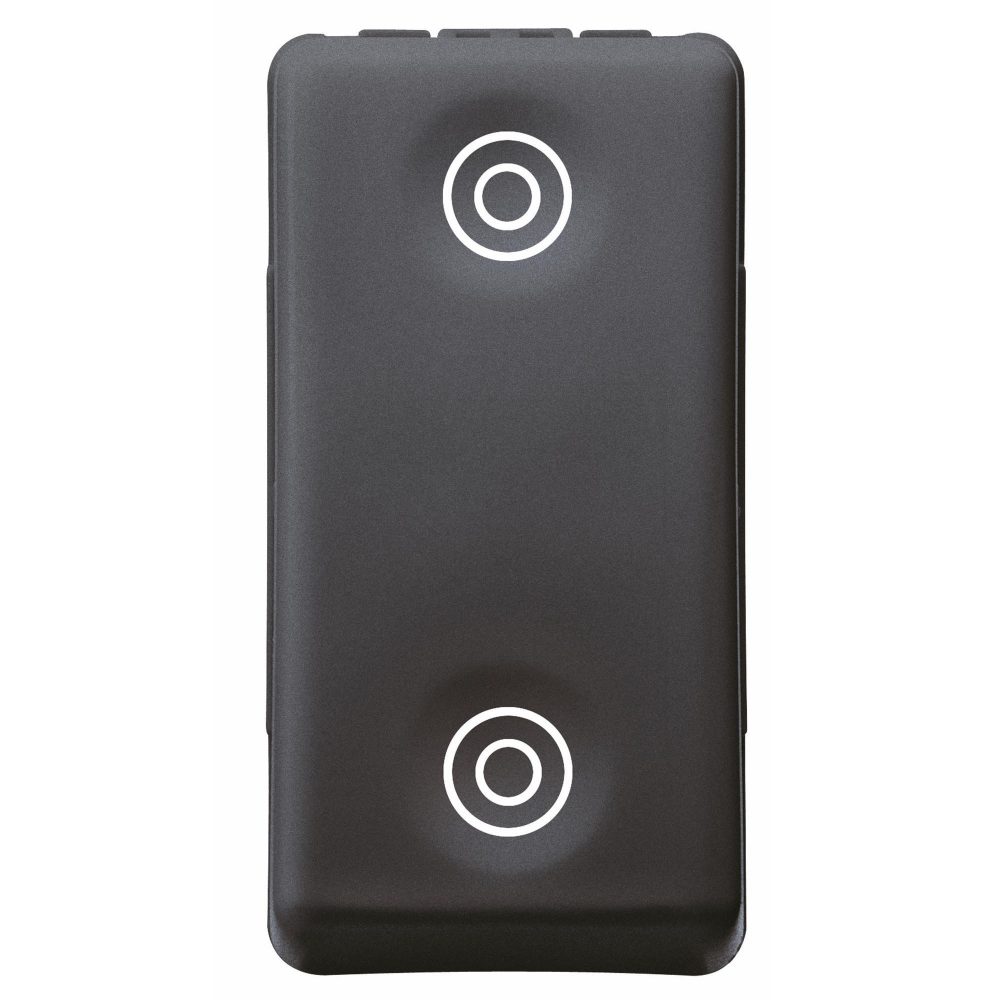  PUSH-BUTTON 1P 250V ac - NO+NO 10A - WITH INTERLOCK - SYMBOL DOUBLE CIRCLES - 1 MODULE - SYSTEM BLACK