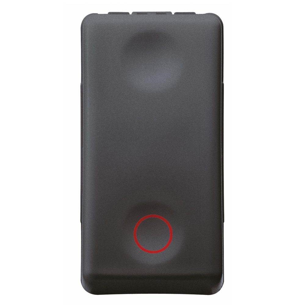  TLAČÍTKO 1P 250 V AC – NC 10 A – NEUTRÁLNÍ – SYMBOL KRUHU – 1 MODUL – SYSTEM – ČERNÁ