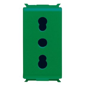 presa standard italiano 250v ac - per linne dedicate - 2p+t 16a bivalente - p17-11 - 1 modulo - verde - playbus