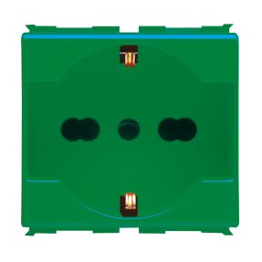 presa-standard italiano/tedesco 250 v ac - per linee dedicate - 2p+t 16a bivalente - p40 - 2 moduli - verde - playbus