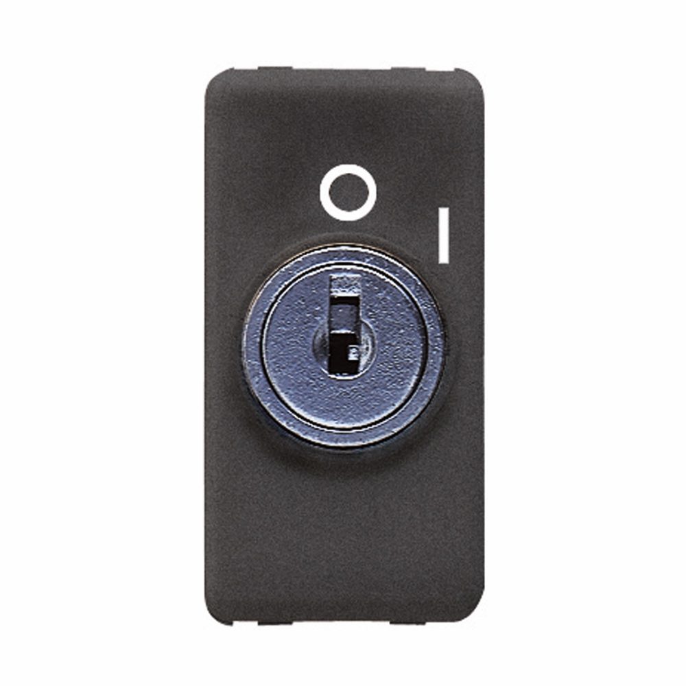  BUTON 2P 250V ac - NO 10A - ANAHTARLI - SEMBOL 0/1 - 1 MODÜL - SİSTEM SİYAH