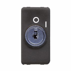 BUTON 2P 250V c.a. - NO 10A - CU CHEIE - SIMBOL 0/1 - 1 MODUL - SISTEM NEGRU