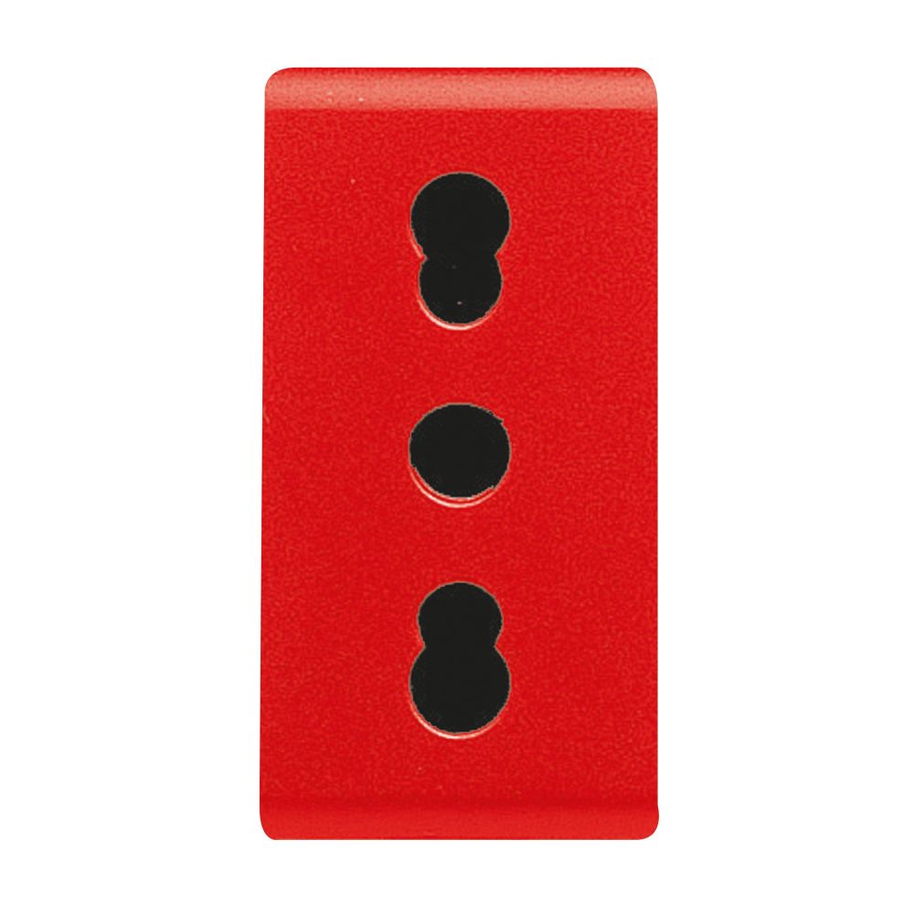  PRESA STANDARD ITALIANO 250V ac - PER LINEE DEDICATE - 2P+T 16A BIVALENTE - P17-11 - 1 MODULO - ROSSO - SYSTEM
