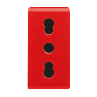 ITALIAN STANDARD SOCKET-OUTLET 250V ac - FOR DEDICATED LINES - 2P+E 16A DUAL AMPERAGE - P11-P17 - 1 MODULE - RED - SYSTEM