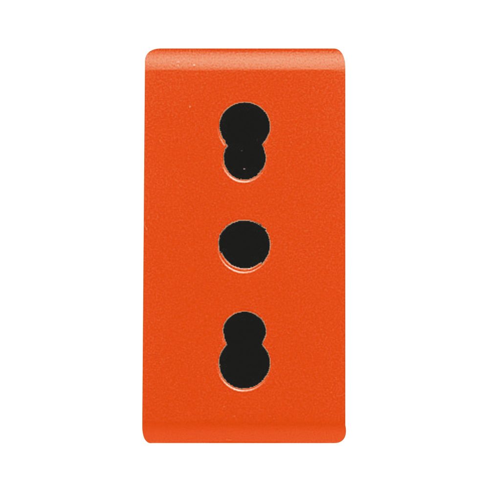  PRESA STANDARD ITALIANO 250V ac - PER LINEE DEDICATE - 2P+T 16A BIVALENTE - P17-11 - 1 MODULO - ARANCIO - SYSTEM