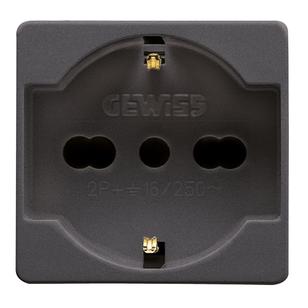  PRIZĂ STANDARD ITALIANĂ/GERMANĂ 250V c.a. - 2P+E 16A CU AMPERAJ DUBLU - P40 - 2 MODULE - SISTEM NEGRU