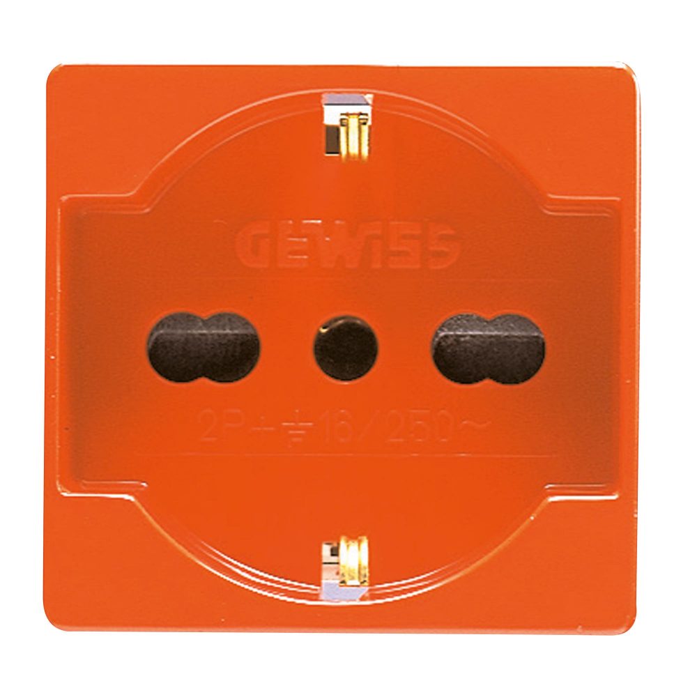  STECKDOSE ITALIENISCHER/DEUTSCHER STANDARD 250V ac - FÜR BESONDERE ANWENDUNGEN - 2P+E 16A ZWEIPOLIG - P40 - 2 MODULE - ORANGE - SYSTEM