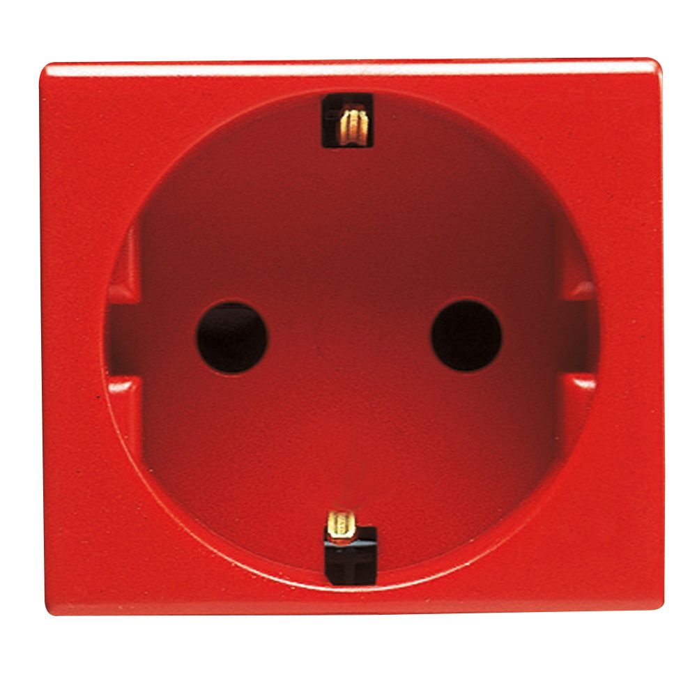  ZÁSUVKA DLE NĚMECKÉ NORMY 250 V AC – PRO VYHRAZENÉ LINKY – 2P+E 16 A – 2 MODULY – ČERVENÁ – SYSTEM