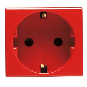 german standard socket-outlet 250v ac - for dedicated lines - 2p+e 16a - 2 modules - red - system