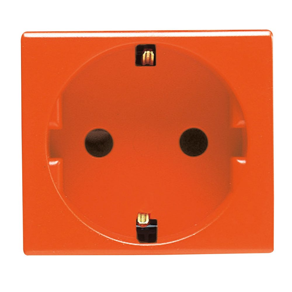  BASE NORMA ALEMANA 250V ac - PARA LÍNEAS DEDICADAS - 2P+T 16A - 2 MÓDULOS- NARANJA - SYSTEM