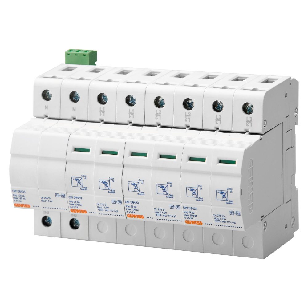 lst - overspanningsbeveiliging - 3p+n 25ka - type 1+2 - 8 module
