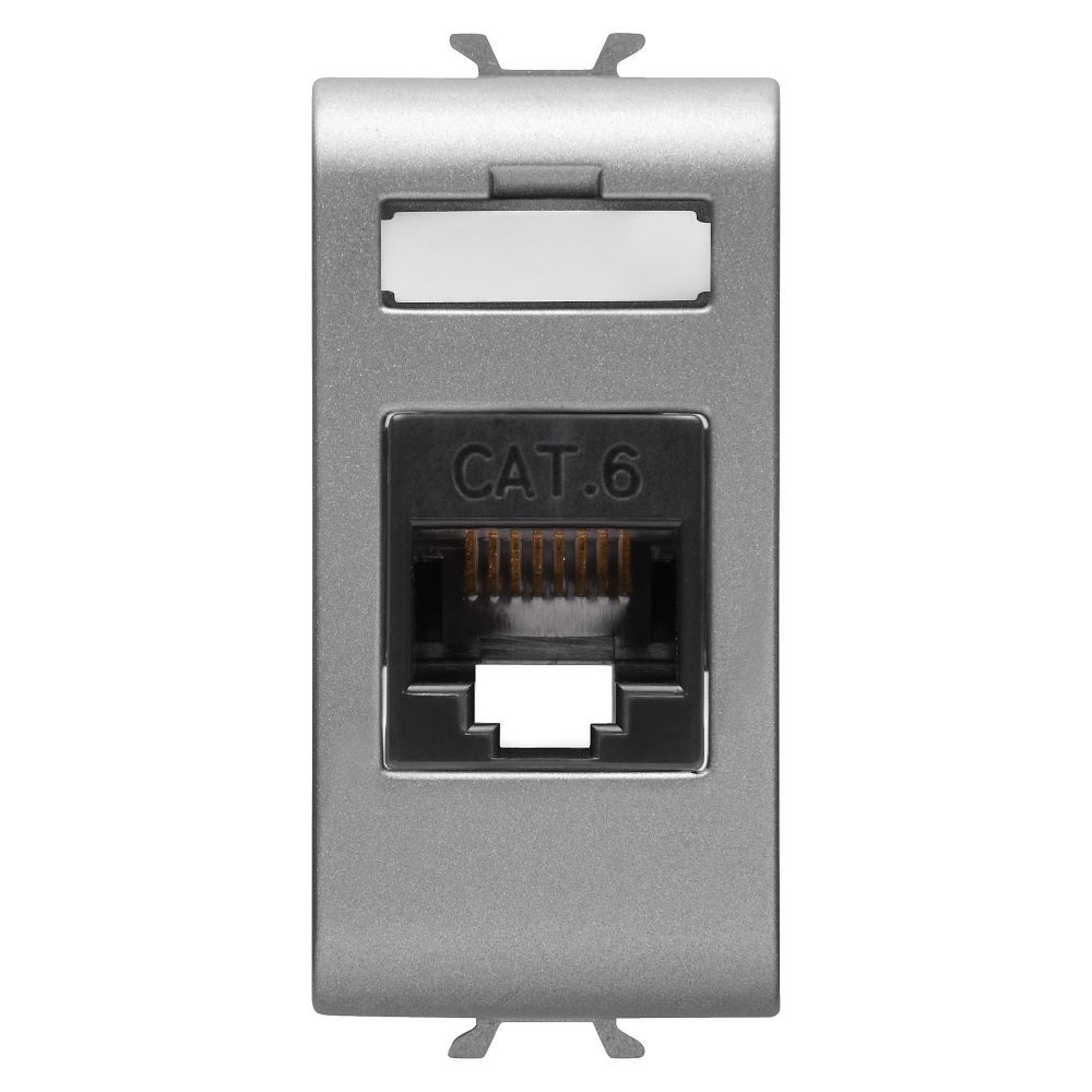 שקע rj45‎ - קטגוריה 6 - utp - 1‏‎‏‎ מודול - טיטניום - chorusmart