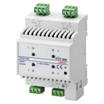 4-kanaals KNX-actuator van 16AX - IP20 - DIN-railmontage