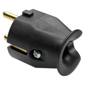 portable plug - straight - german/french standard - 2p+e 10/16a 250v ac - black