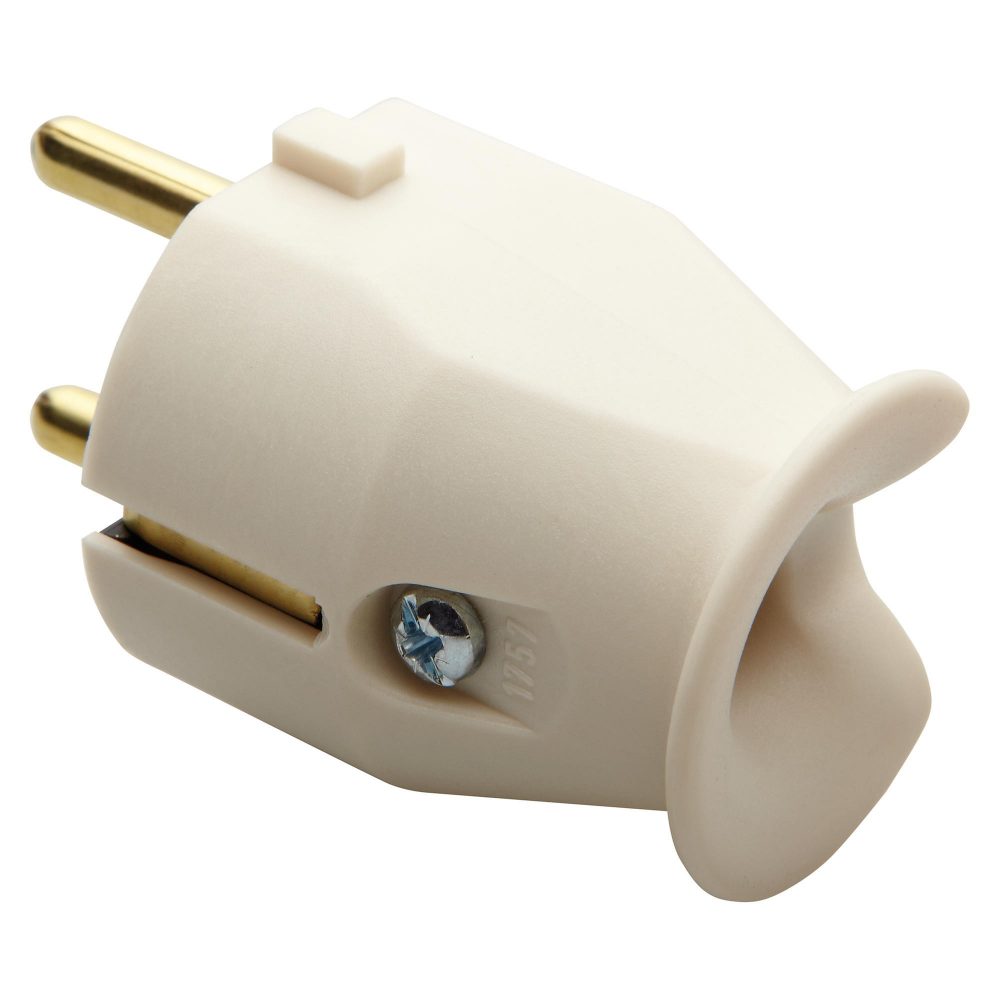 fiche mobil - droite - standard allemand/français - 2p+t 10 /16a 250vca - blanc
