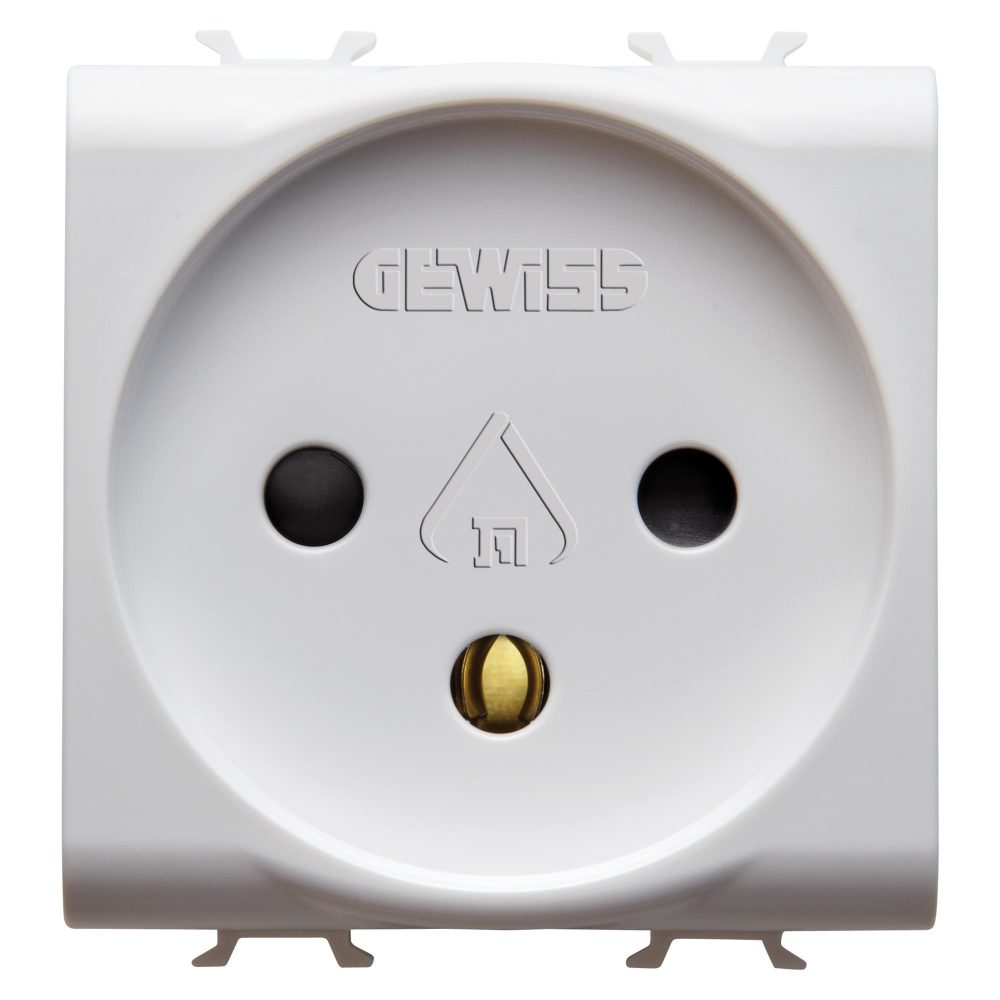  PRISE NORME ISRAÉLIENNE 250 Vca - 2P+T 16A - 2 MODULES - BLANC SATIN - CHORUSMART