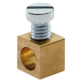 MORSETTO IN OTTONE PER LINEA DI TERRA PASSANTE - 4mm² - FISSAGGIO APRESSIONE