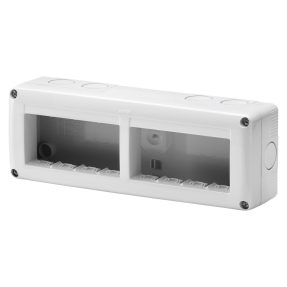 protected enclosure for system devices - horizontal multiple - 8 gang - module 4x2 - ral 7035 grey - ip40