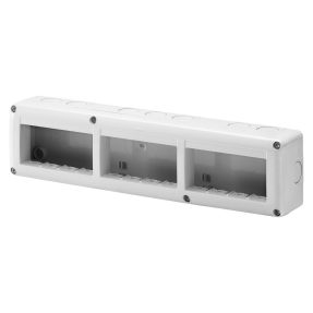 CONTENITORE PER APPARECCHI SYSTEM - ORIZZONTALE PROTETTO - 12 POSTI - MODULO 4x3 - GRIGIO RAL 7035 - IP40