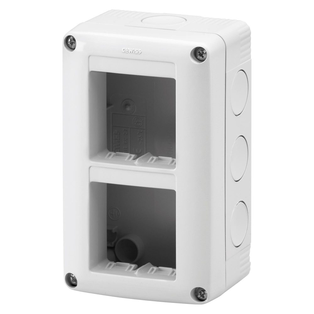 contenitore per apparecchi system - verticale protetto - 4 posti - modulo 2x2 - grigio ral 7035 - ip40