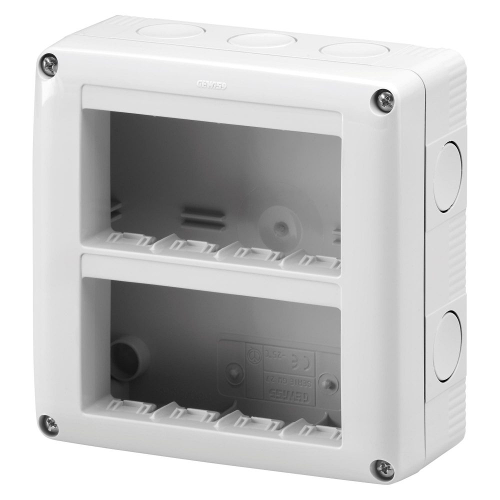contenitore per apparecchi system - verticale protetto - 8 posti - modulo 4x2 - grigio ral 7035 - ip40