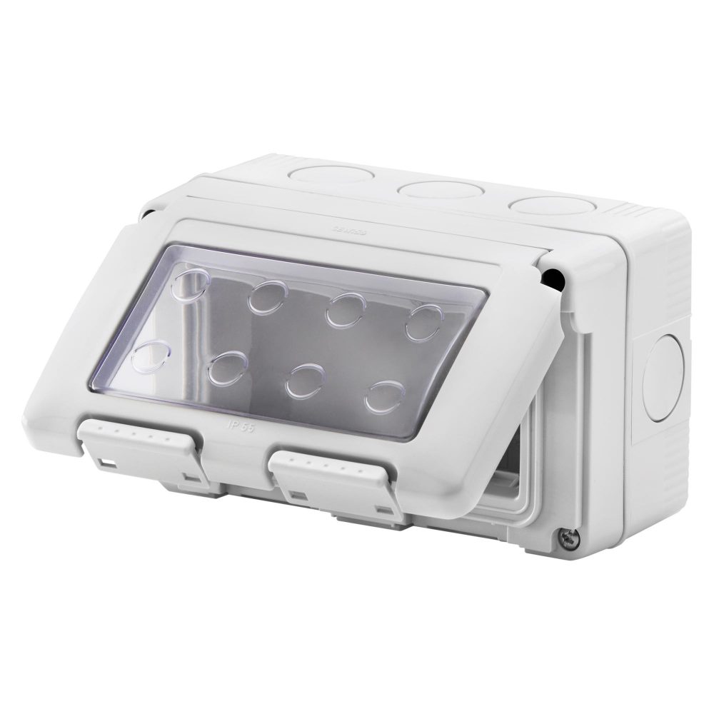 watertight enclosure for system devices - 4 gang - grey ral 7035 - ip55