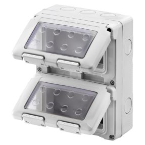 WATERDICHTE KAST VOOR SYSTEM-APPARATEN - VERTICAAL - 8 GANG - MODULE 4x2 - GRIJS - IP55