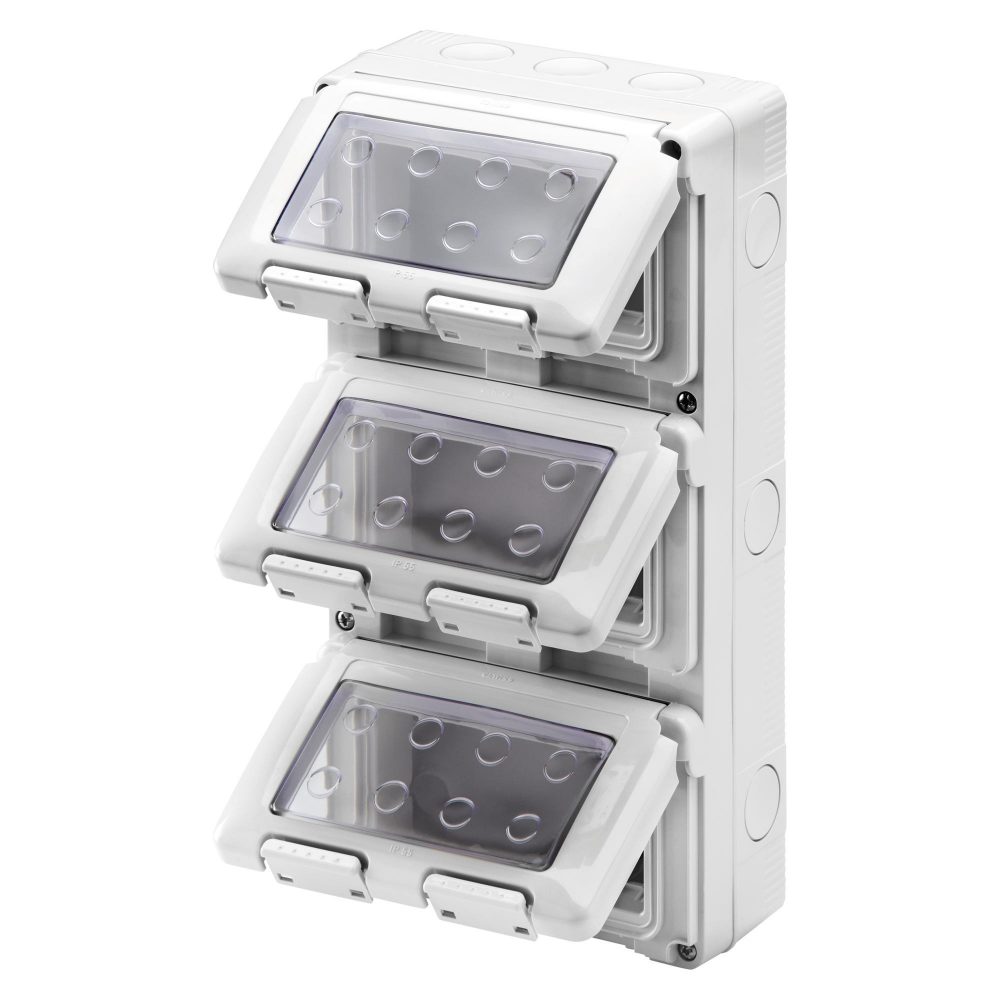 contenedor estanco para aparatos system - vertical - 12 módulos - módulo 4x3 - gris ral 7035 - ip55