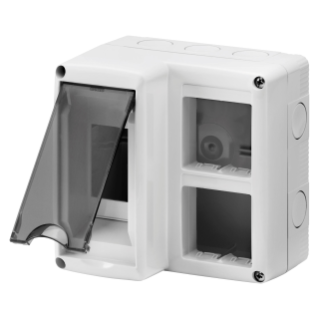 PROTECTED ENCLOSURE FOR COMBINED INSTALLATION OF MODULAR DEVICES DIN AND SYSTEM - 2 DIN MODULES - 4 SYSTEM MODULES - MODULE 2X2 - IP40 - GREY RAL 7035