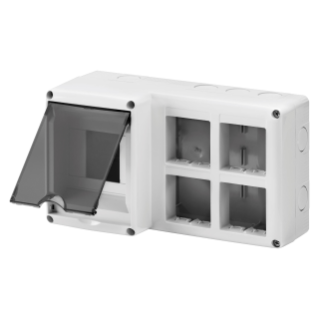 PROTECTED ENCLOSURE FOR COMBINED INSTALLATION OF MODULAR DEVICES DIN AND SYSTEM - 4 DIN MODULES - 8 SYSTEM MODULES - MODULE 2X4 - IP40 - GREY RAL 7035