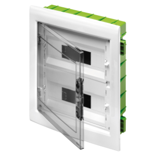 DISTRIBUTION BOARD - GREEN WALL - FOR MOBILE AND PLASTERBOARD WALLS - WITH SMOKED WINDOW PANEL AND EXTRACTABLE FRAME -  36 (18X2) MODULES IP40