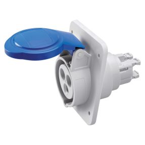 BASE FIJA DE EMPOTRAR A 10° HP - IP44/IP54 - 2P+T 32A 200-250V 50/60HZ - AZUL - 6H - CONEXIONADO RÁPIDO