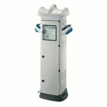  QMC63C – ZAPOJENO – PRO KEMPY – DVOUSTRANNÝ ODBĚR – 4 ZÁSUVKY 2P+E 16 A COMBIBLOC – IP55 – BÍLÁ