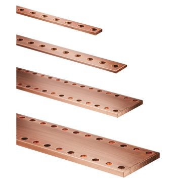 2 flat busbars in pre-drilled electrolytic copper