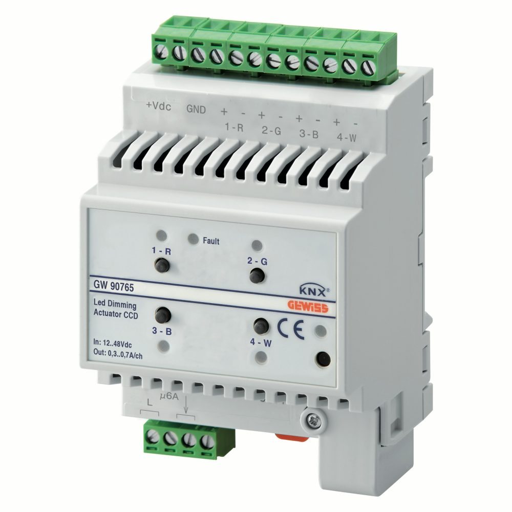  DIMMER ACTUATOR FOR LED - 12-48Vdc - CCD - 4 CHANNELS - KNX - IP20 - 4 MODULES - DIN RAIL MOUNTING