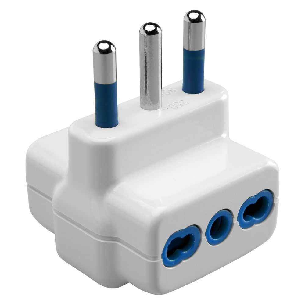  MEHRFACHADAPTER - 2P+E 10A S17 - 3 AUSGÄNGEN ITALIENISCHER STANDARD 16A BIVALENT - WEISS