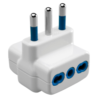 MEHRFACHADAPTER - 2P+E 10A  S17 - 3 AUSGÄNGEN ITALIENISCHER STANDARD 16A BIVALENT - WEISS