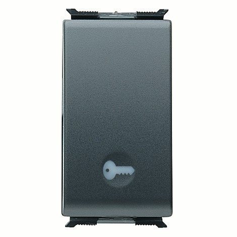  PULSANTE UNIPOLARE 250V ac - NA 16A ILLUMINABILE - CON SIMBOLO 'CHIAVE' - 1 MODULO - PLAYBUS