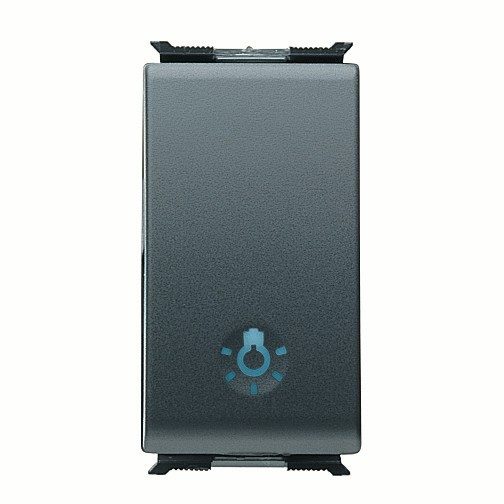  PULSANTE UNIPOLARE 250V ac - NA 16A ILLUMINABILE - CON SIMBOLO 'LUCE' - 1 MODULO - PLAYBUS