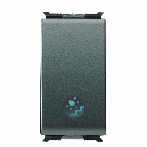  PULSANTE UNIPOLARE 250V ac - NA 16A ILLUMINABILE - CON SIMBOLO 'SCALE' - 1 MODULO - PLAYBUS