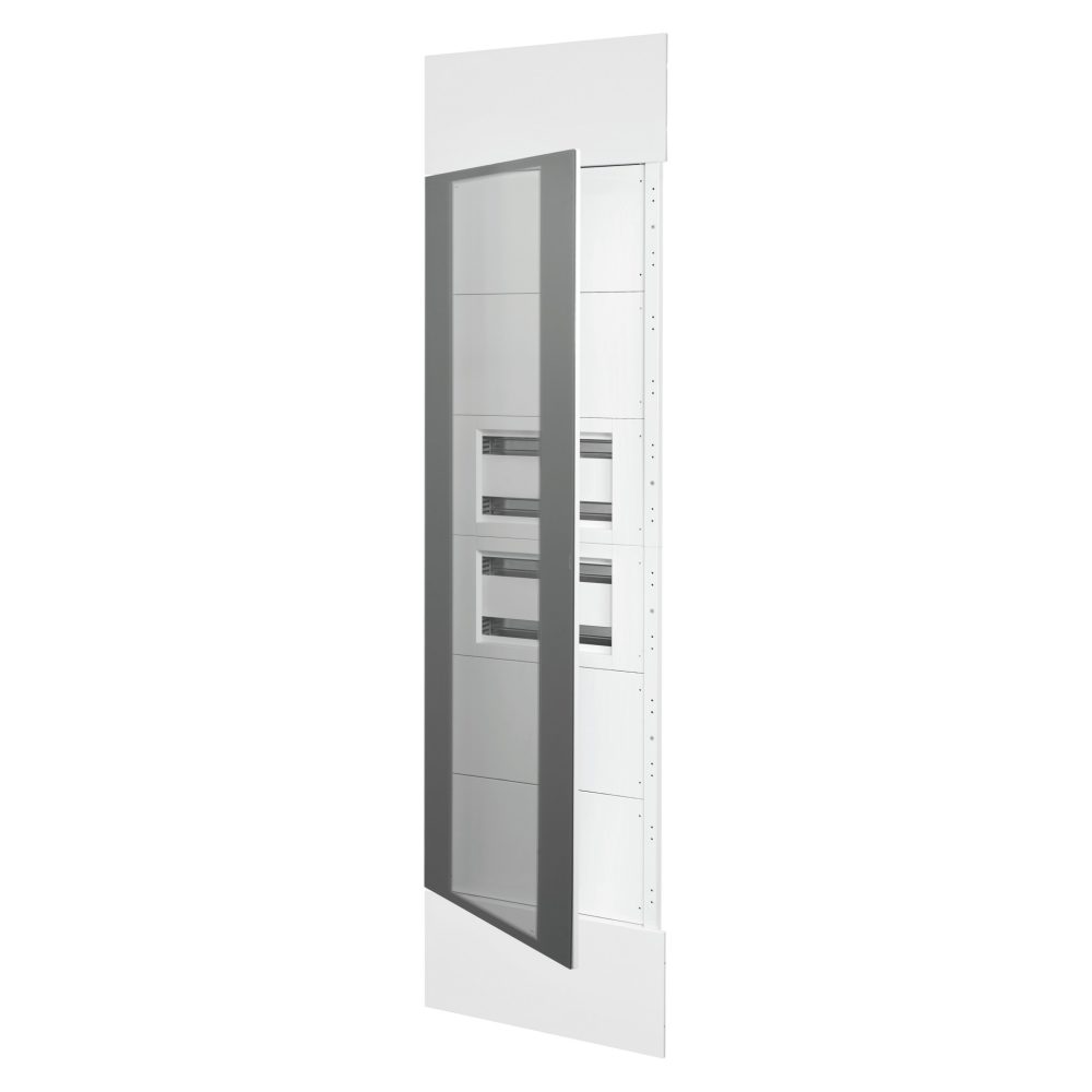  DOMO CENTER - KIT FRONTAL - UȘĂ DIN STICLĂ TRANSPARENTĂ FUMURIE - 2 CARCASE 40 MODULE - H.2700 - METAL - ALB RAL 9003