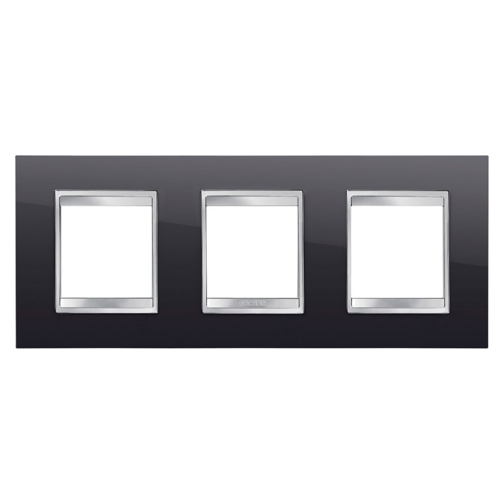  lux international plate - in technopolymer - 2+2+2 modules horizontal - toner black - chorusmart