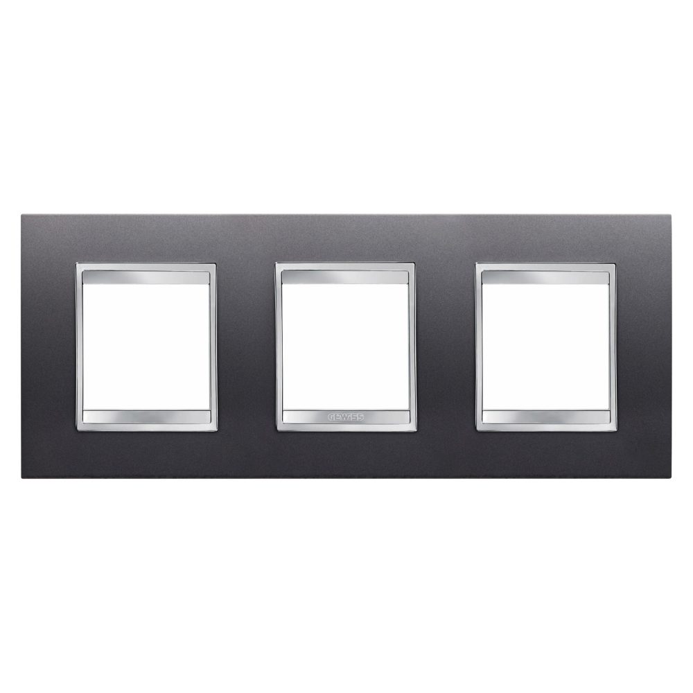  placca lux international - in tecnopolimero verniciato - 2+2+2 posti orizzontale - ardesia - chorusmart